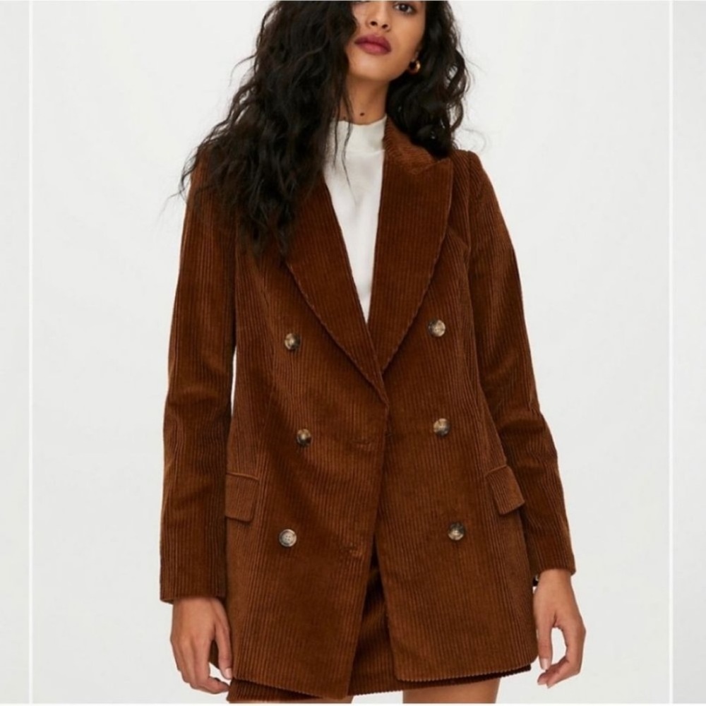 Aritzia Wilfred Margaux Corduroy Blazer Terrazzo Brown